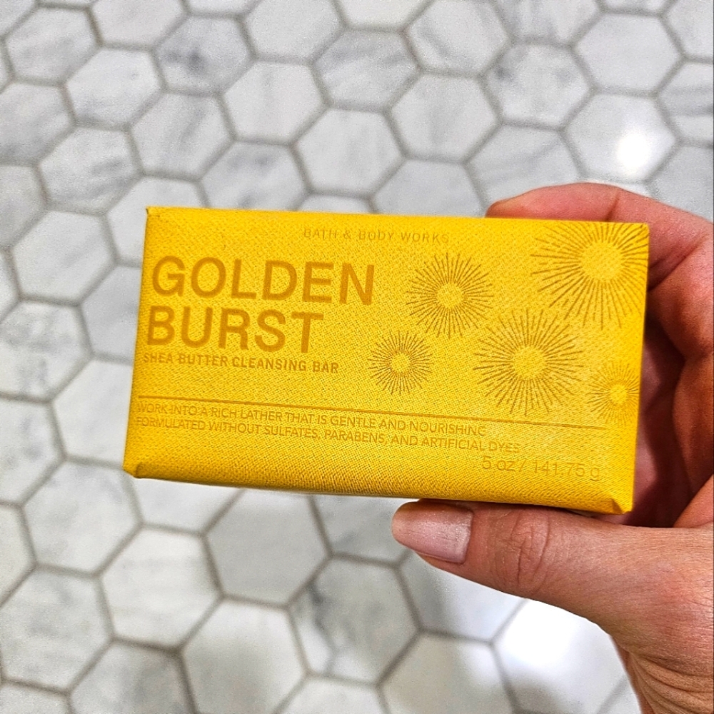 Golden burst shea butter bath bar of soap.